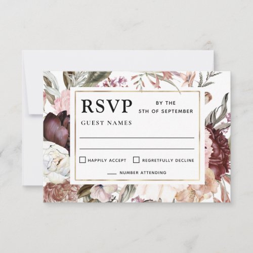 Boho Fantasy Watercolor Floral Wedding RSVP