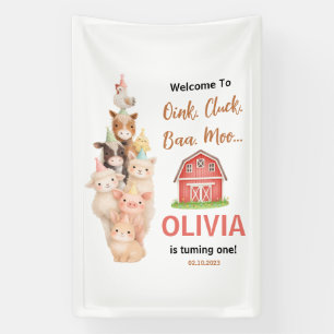 Boho Farm Animal 1st Birthday  Cute Rustic Barnyad Banner