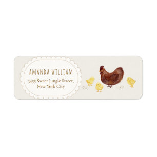 Boho Farm Chicken Baby Shower Return Address Label