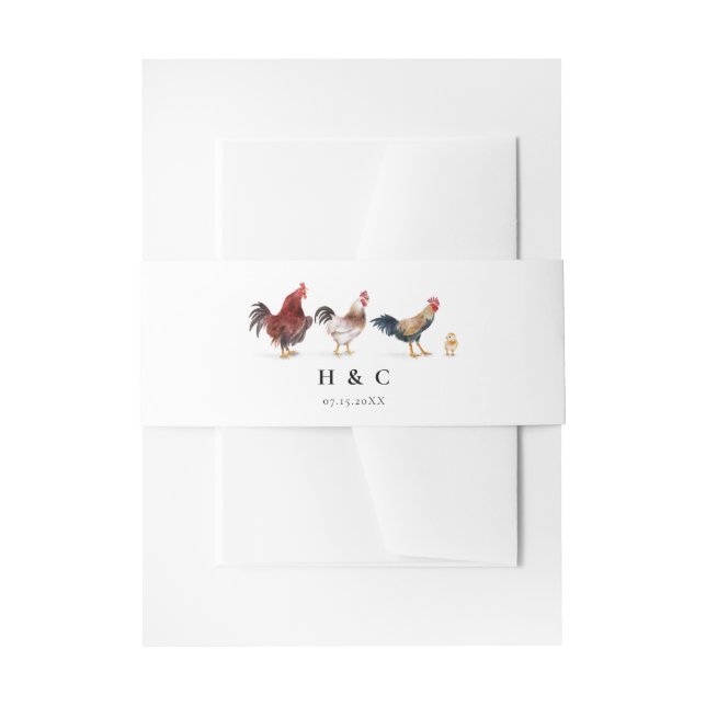 Boho Farm Chicken Wedding  Invitation Belly Band (Front Example)