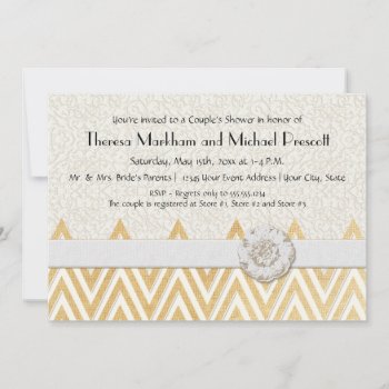 Boho Faux Burlap N Lace Chevron Modern Mod Style Invitation by ModernStylePaperie at Zazzle