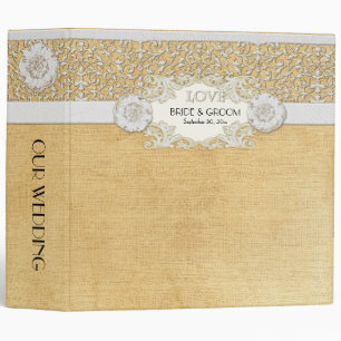 BOHO Faux Burlap n Lace gypsy modern mod style Binder