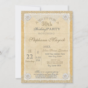 BOHO Faux Burlap n Lace gypsy modern mod style Invitation