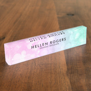 Boho Faux Glitter Desk Name Plate