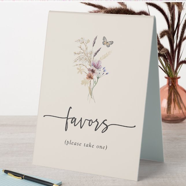 Boho Favor Tent Sign (Boho Butterfly Floral Favors Tent Sign by Painted Paperie
)