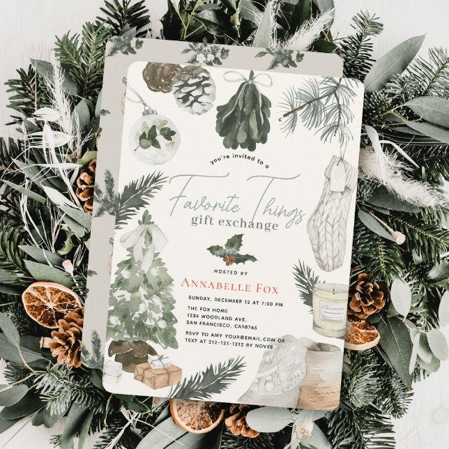 Boho Favorite Things Gift Exchange Holiday Invitation (Creator Uploaded)