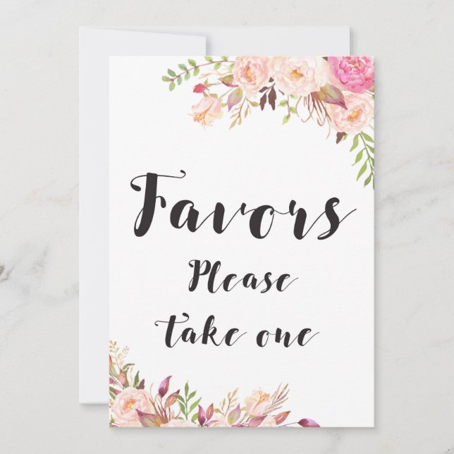 Boho Favors please take one Sign 5x7" Size Invitation (Front)