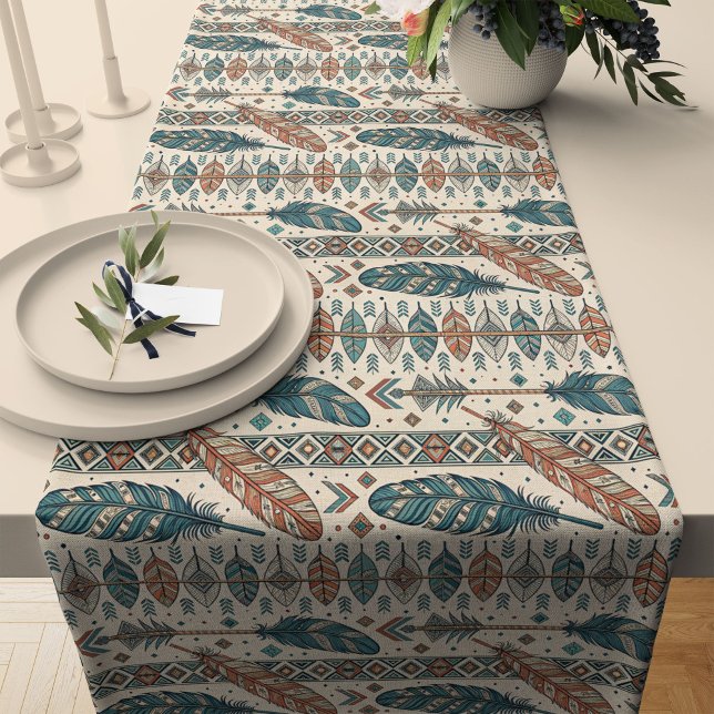 Boho Feather Arrow Table Runner Home Decor (Boho Feather Arrow Table Runner Home Decor)