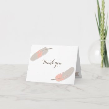 Boho Feather Baby Shower Thank You Pink & Grey by prettypicture at Zazzle