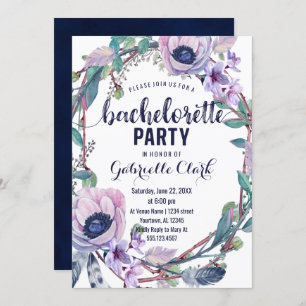 Boho Feather Bachelorette Party Invitation