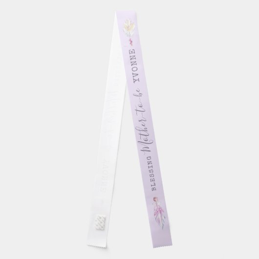 Boho feather beads purple mother to be blessing sash (Back)