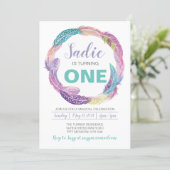 Boho Feather Birthday Invitation (Standing Front)