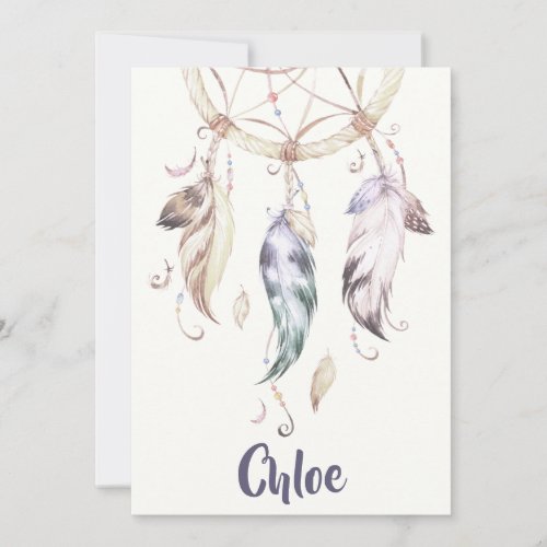 Boho Feather Dream Catcher Stationery Holiday Card