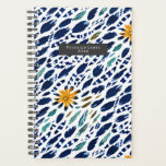 Boho Feather & Floral Pattern Planner<br><div class="desc">Abstract feather inspired design with flowers boho pattern.  Personalize name inside gray rectangle at front.</div>
