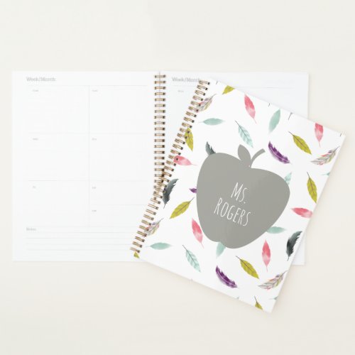 Boho Feather Pattern Apple Teacher Planner