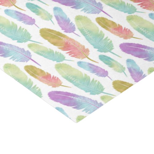 Boho Feather Pattern Watercolor Rainbow Tissue Paper