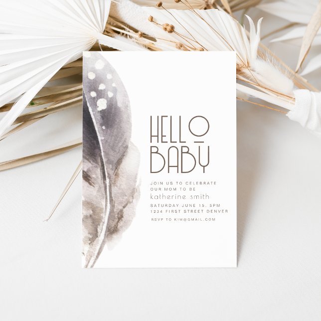Boho Feather Theme Baby Shower Invitation (Creator Uploaded)