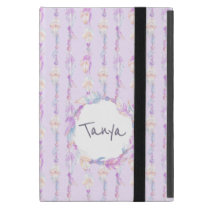 Boho feather watercolor art name purple case