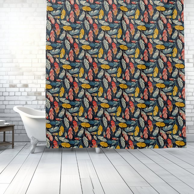 Boho Feathered Whimsy Shower Curtain (Boho Feathered Whimsy Shower Curtain)