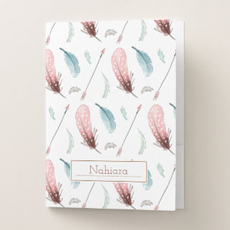 Boho Feathers and Arrows Delicious Pocket Folder