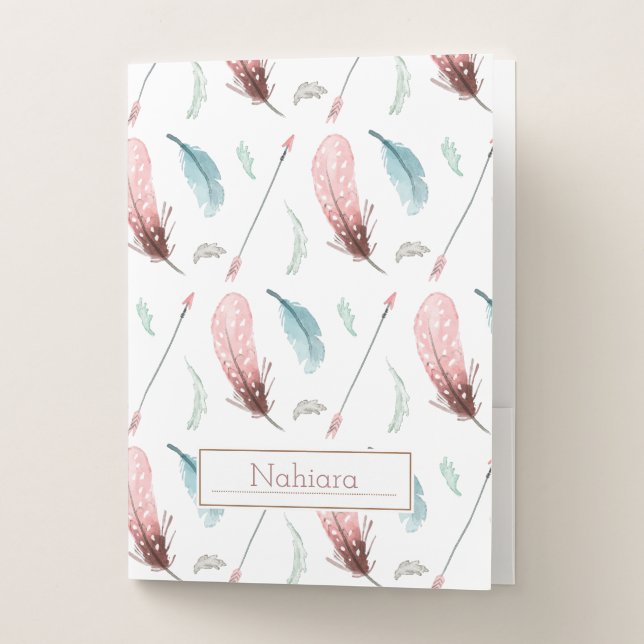 Boho Feathers and Arrows Delicious Pocket Folder (Front)