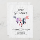 Boho Feathers & Arrow Baby Shower Invitation (Front/Back)