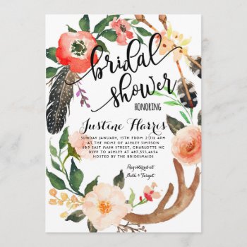 Boho Feathers Bridal Shower Invitation by MakinMemoriesonPaper at Zazzle