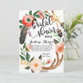Boho feathers Bridal Shower Invitation (Standing Front)