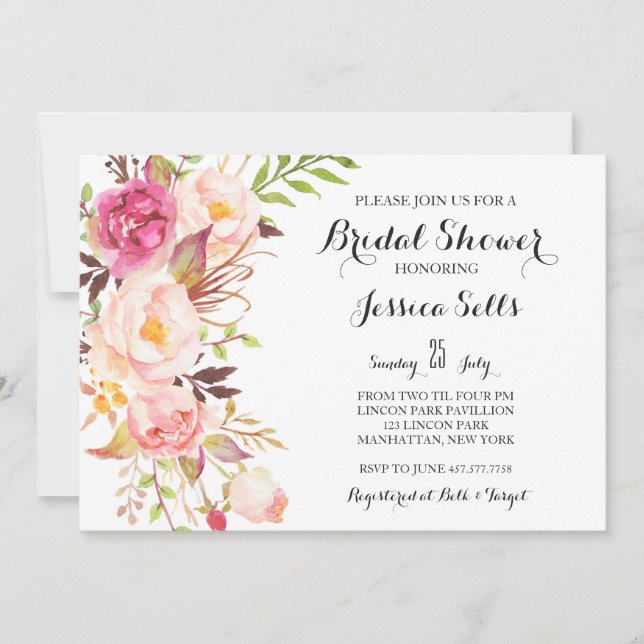 Boho feathers Bridal  Shower Invitation (Front)