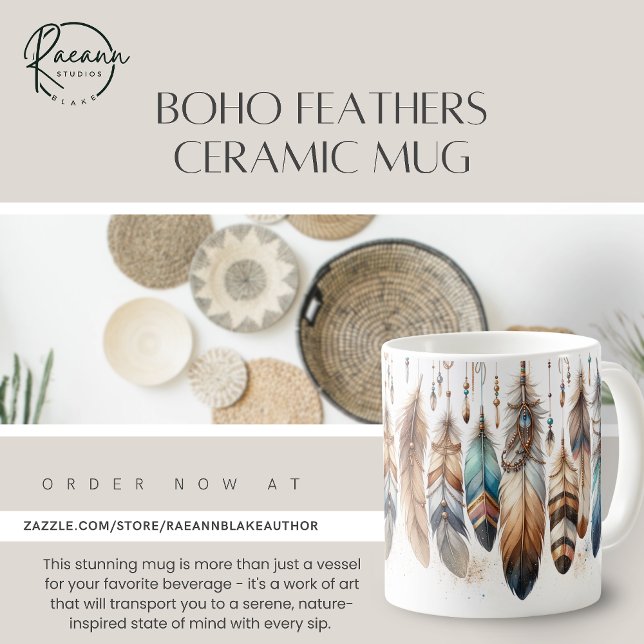Boho Feathers Ceramic Mug (Creator Uploaded)