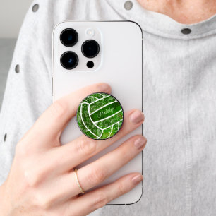 boho feathers paislies pattern green volleyball PopSocket