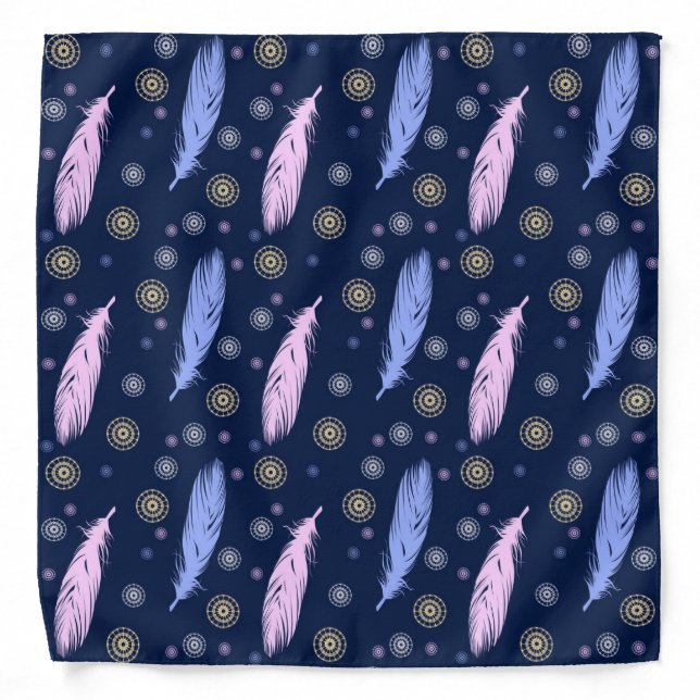 boho  feathers pattern. bandana (Front)