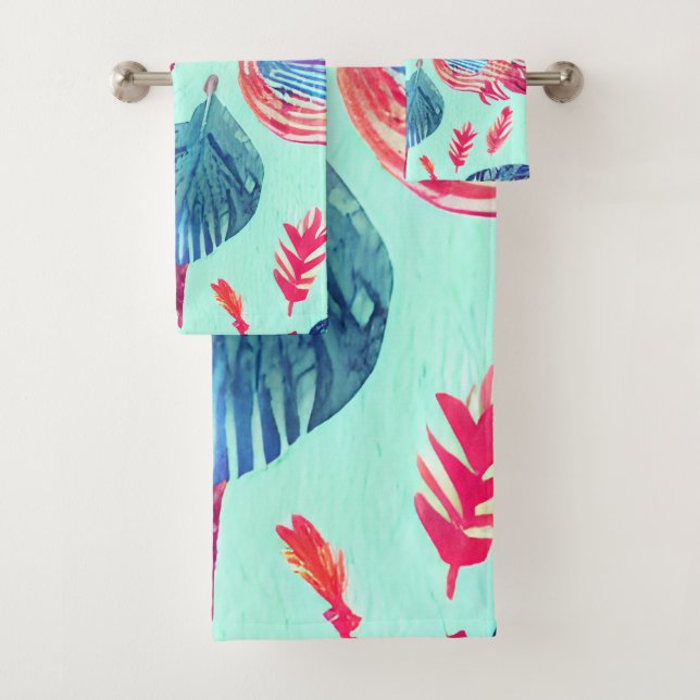 Boho Feathers Pattern Bath Towel Set (Insitu)