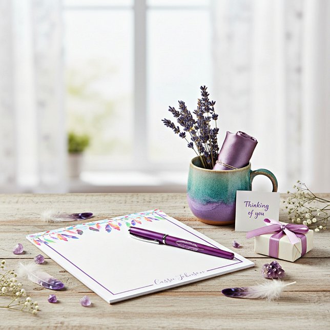 Boho feathers personalized notepad (Creator Uploaded)