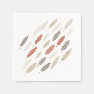Boho Feathers Rust Taupe Diagonal Pattern Napkins