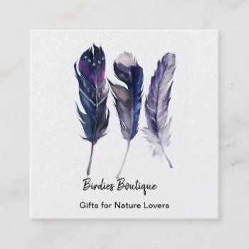Boho Feathers Square Business Card by businesscardsforyou at Zazzle