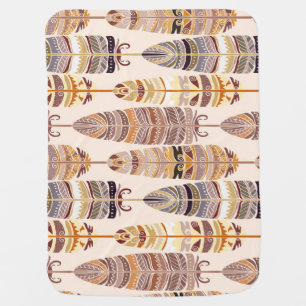 Boho Feathers: Tribal Seamless Pattern Baby Blanket