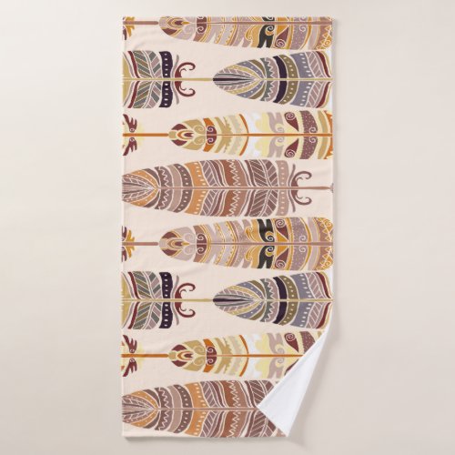 Boho Feathers Tribal Seamless Pattern Bath Towel