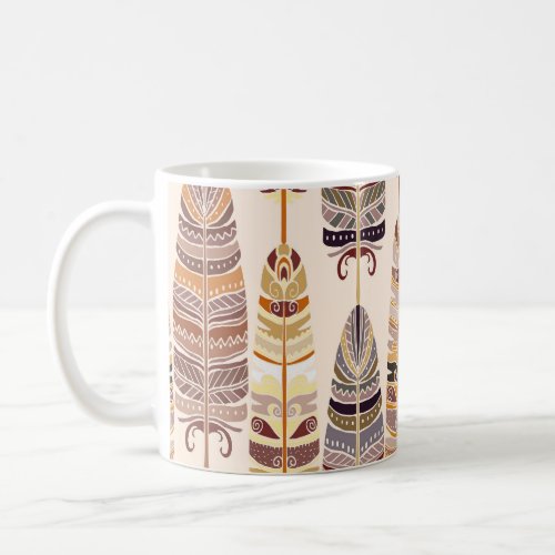 Boho Feathers Tribal Seamless Pattern Coffee Mug