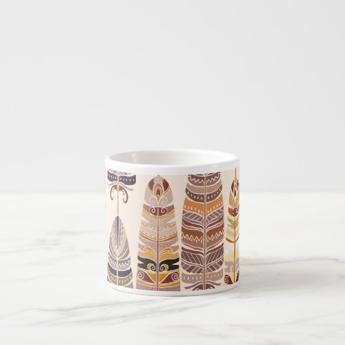 Boho Feathers Tribal Seamless Pattern Espresso Cup