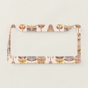 Boho Feathers: Tribal Seamless Pattern License Plate Frame