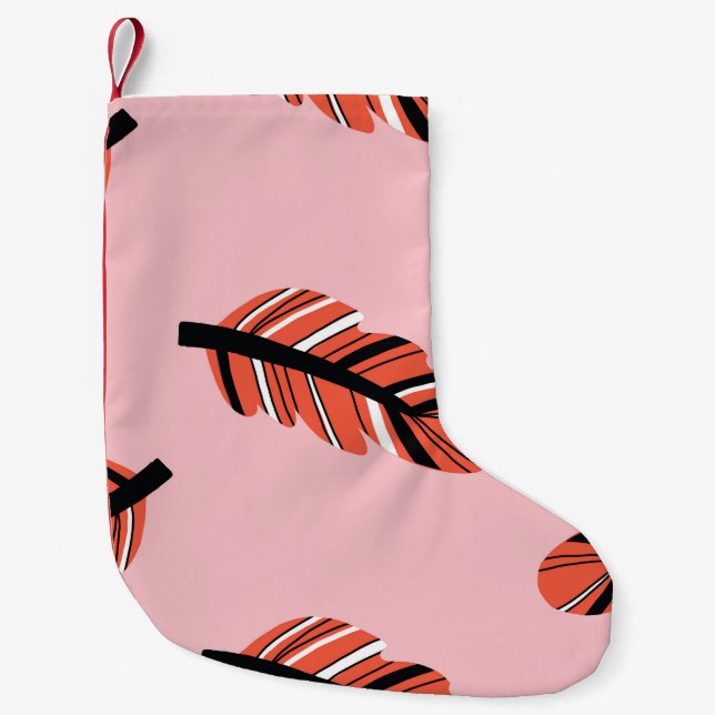 Boho Feathers: Vintage Repeat. Small Christmas Stocking (Front)