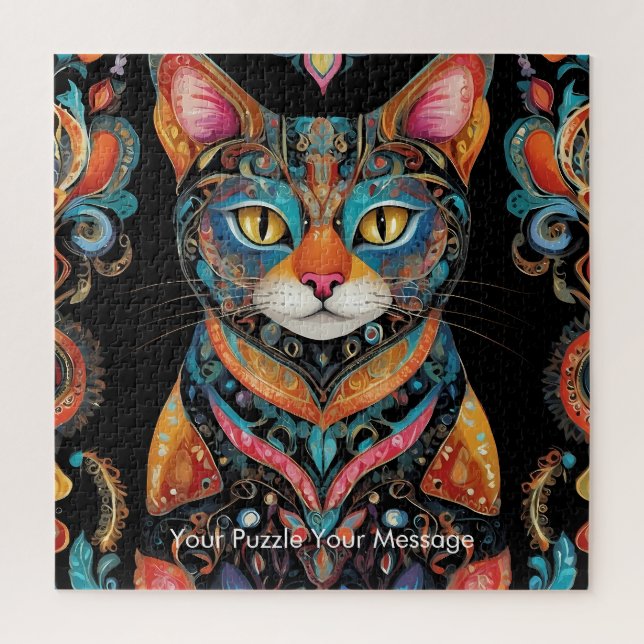 Boho Feline Mandala Jigsaw Puzzle (Vertical)