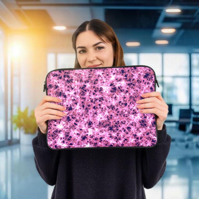 Boho Feminine Abstract Pink Crystal Star Energy Laptop Sleeve (Creator Uploaded)