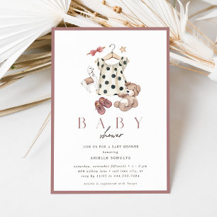 Boho Feminine Girls Rustic Vintage Baby Shower Invitation