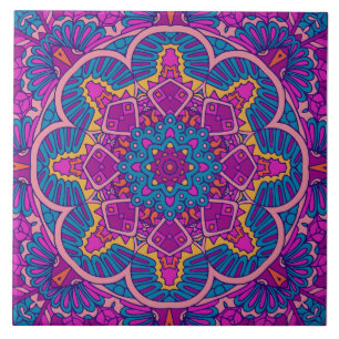 Boho Festive Mandala Ceramic Tile
