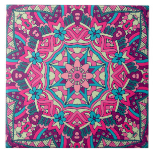 Boho Festive Mandala Ceramic Tile