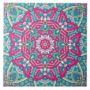 Boho Festive Mandala Ceramic Tile