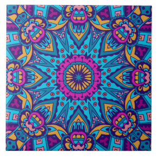 Boho Festive Mandala Ceramic Tile