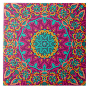 Boho Festive Mandala Ceramic Tile